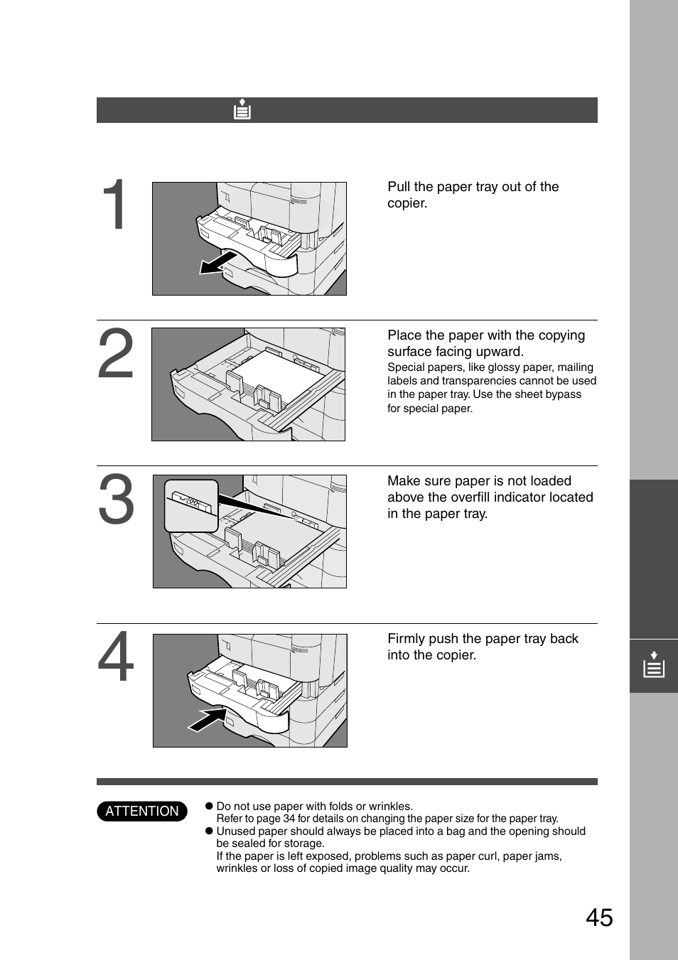 Problem solving, Adding paper ( j), Adding paper | Panasonic DP-200 User Manual | Page 45 / 63