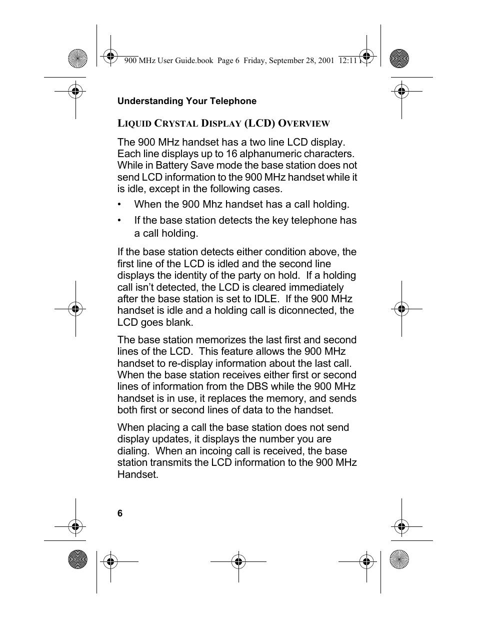 Liquid crystal display (lcd) overview | Panasonic 900 MHz User Manual | Page 10 / 26