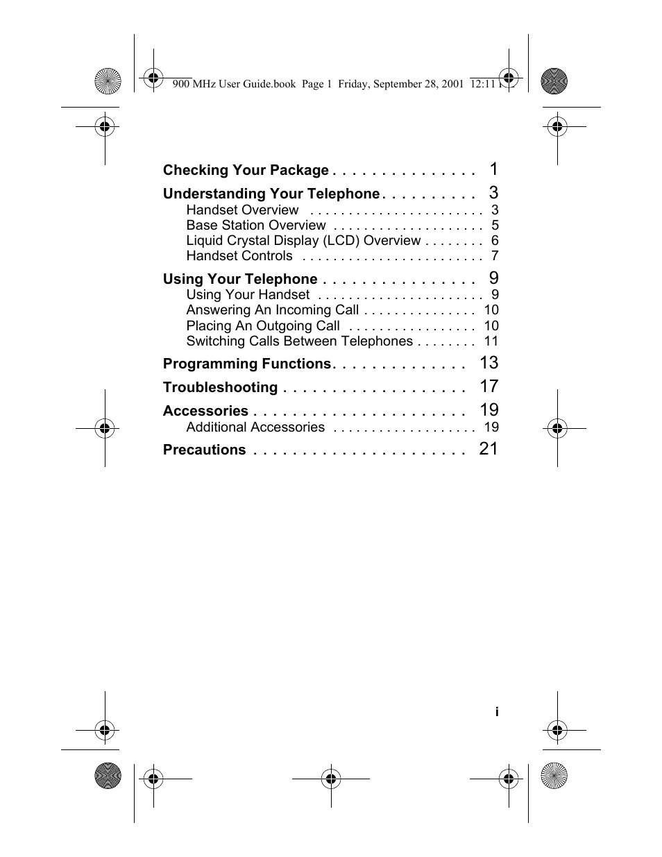 Panasonic 900 MHz User Manual | Page 3 / 26