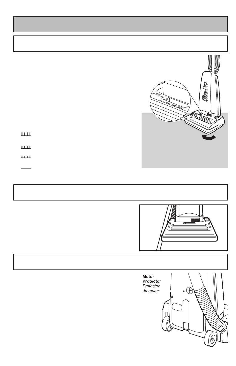 Características, Features, Selector para el nivel de alfombra | Limpieza para orillas, Protector de motor, Carpet height selector, Edge cleaning, Motor protector | Panasonic MC-V200 User Manual | Page 11 / 24