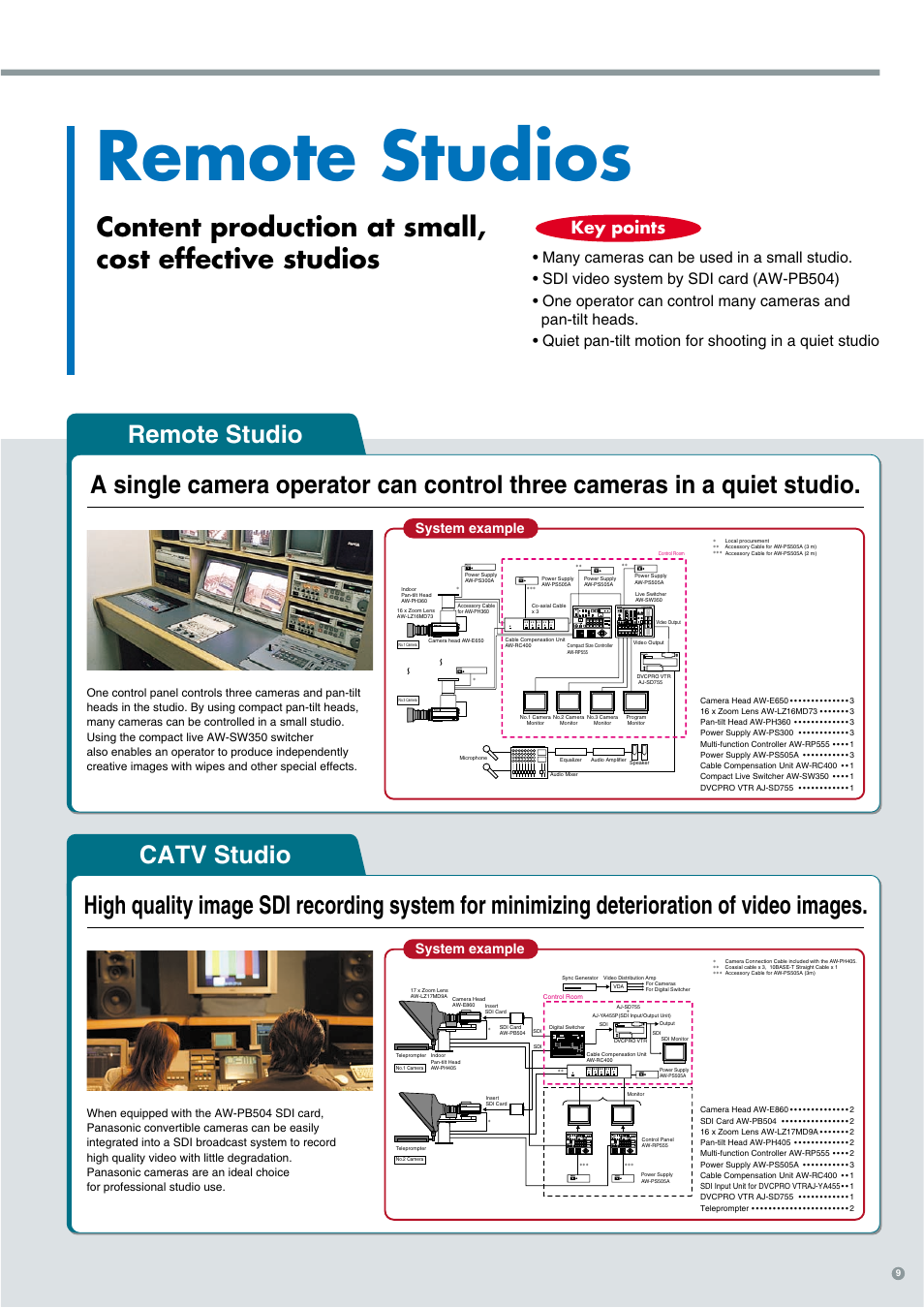 Remote studios, Key points, System example | Panasonic 3CCD User Manual | Page 9 / 16