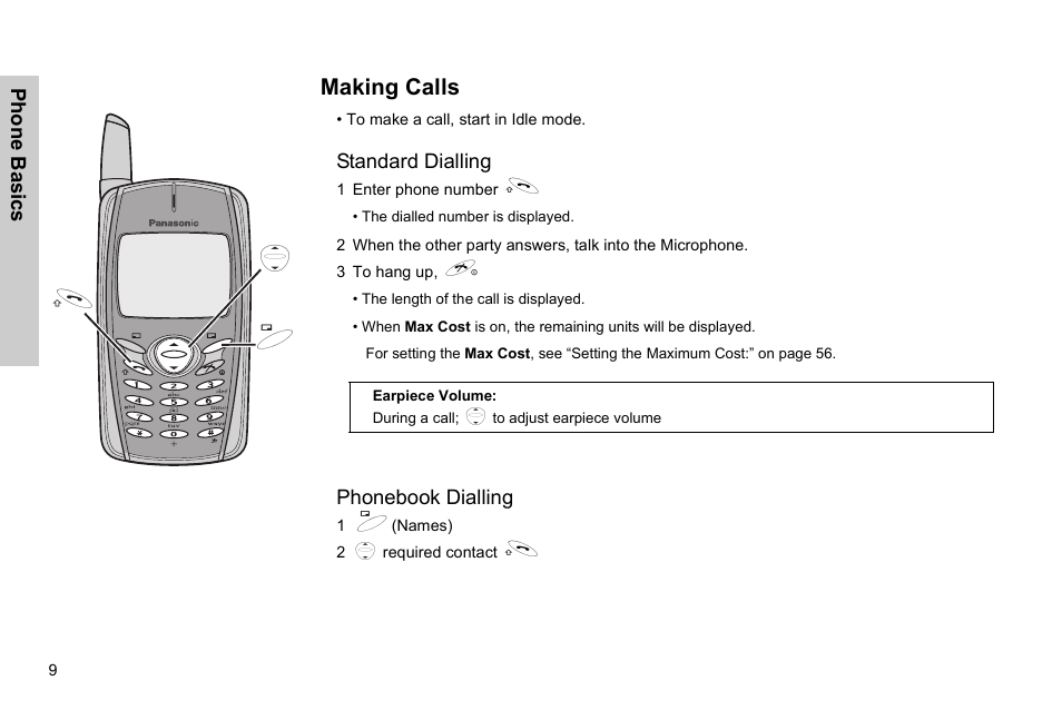 Making calls | Panasonic GSM EB-G51M User Manual | Page 12 / 91