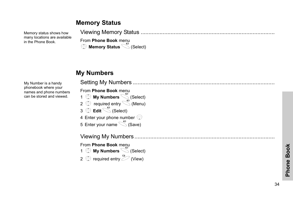 Memory status my numbers, My numbers | Panasonic GSM EB-G51M User Manual | Page 37 / 91