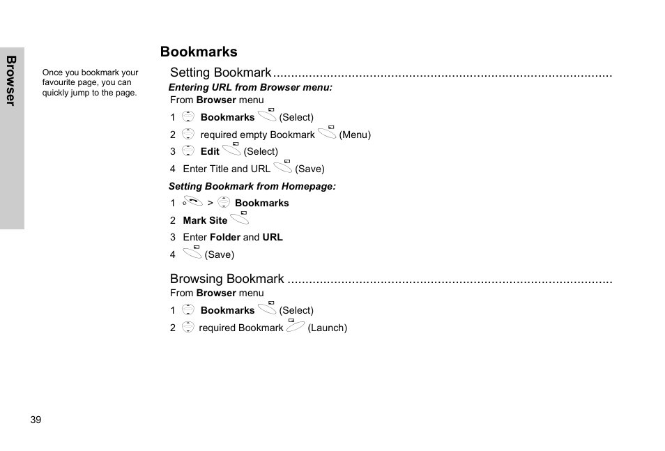 Bookmarks | Panasonic GSM EB-G51M User Manual | Page 42 / 91