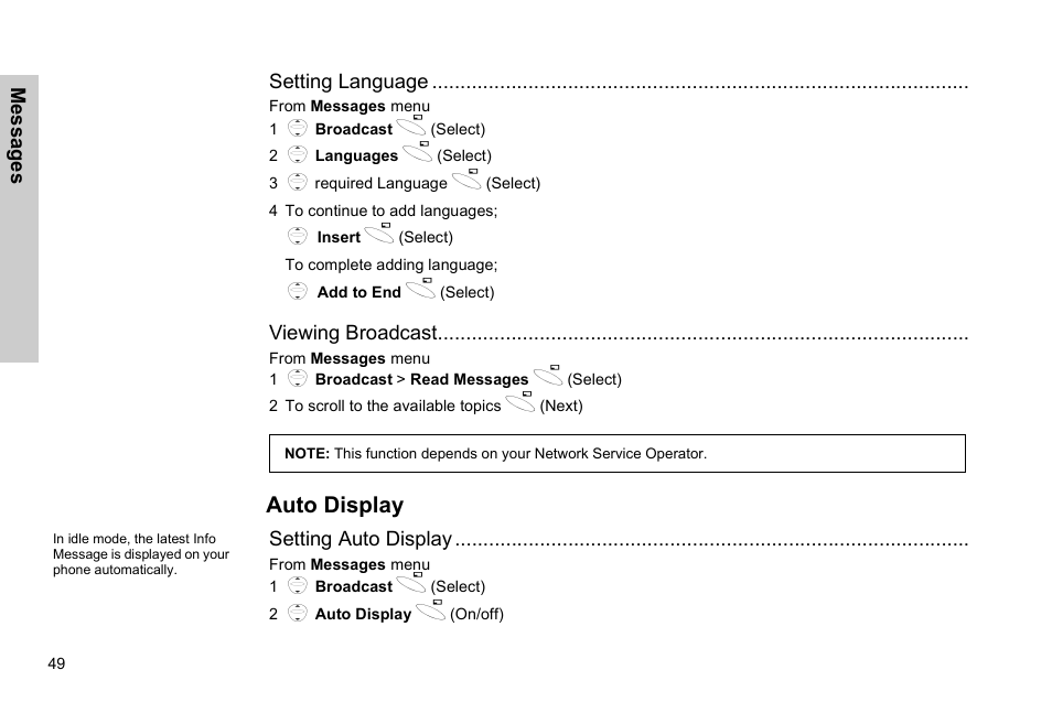 Auto display | Panasonic GSM EB-G51M User Manual | Page 52 / 91