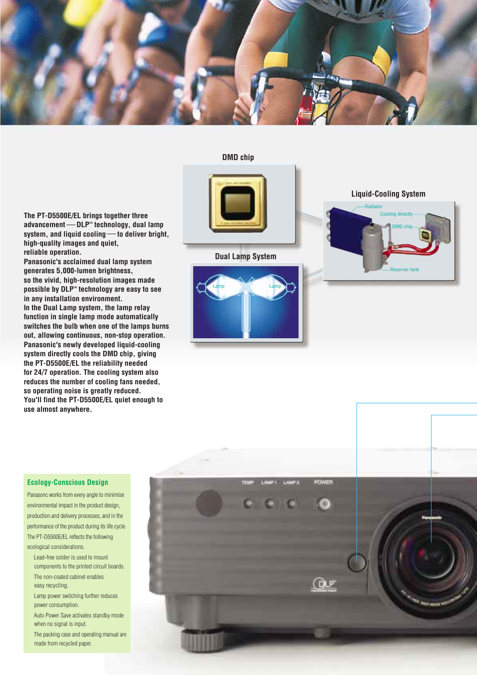 Liquid-cooling system dmd chip dual lamp system | Panasonic PT-D5500E/EL User Manual | Page 2 / 6