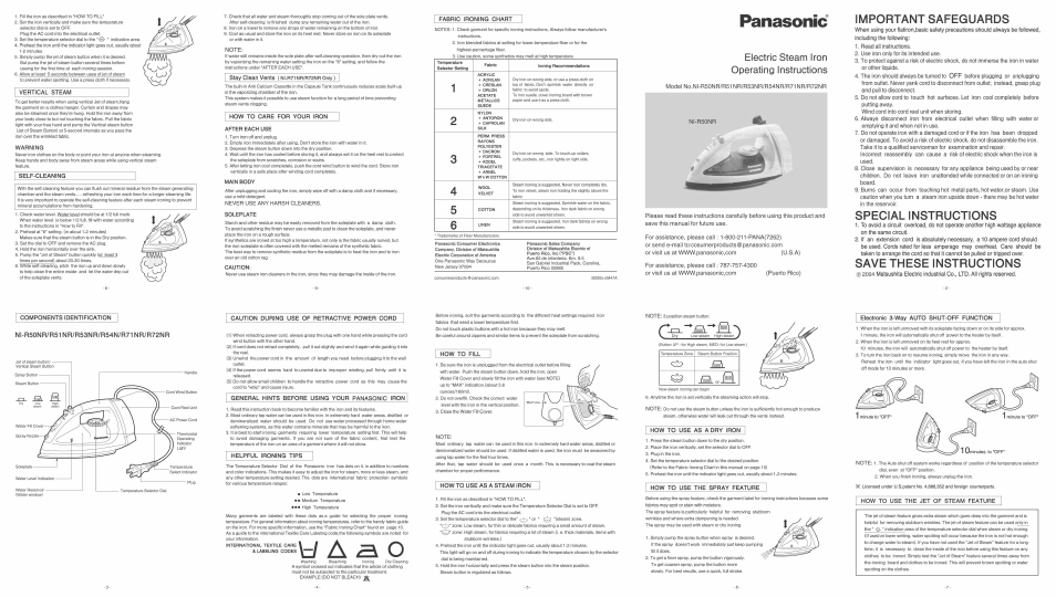 Panasonic NI-R71NR User Manual | 1 page