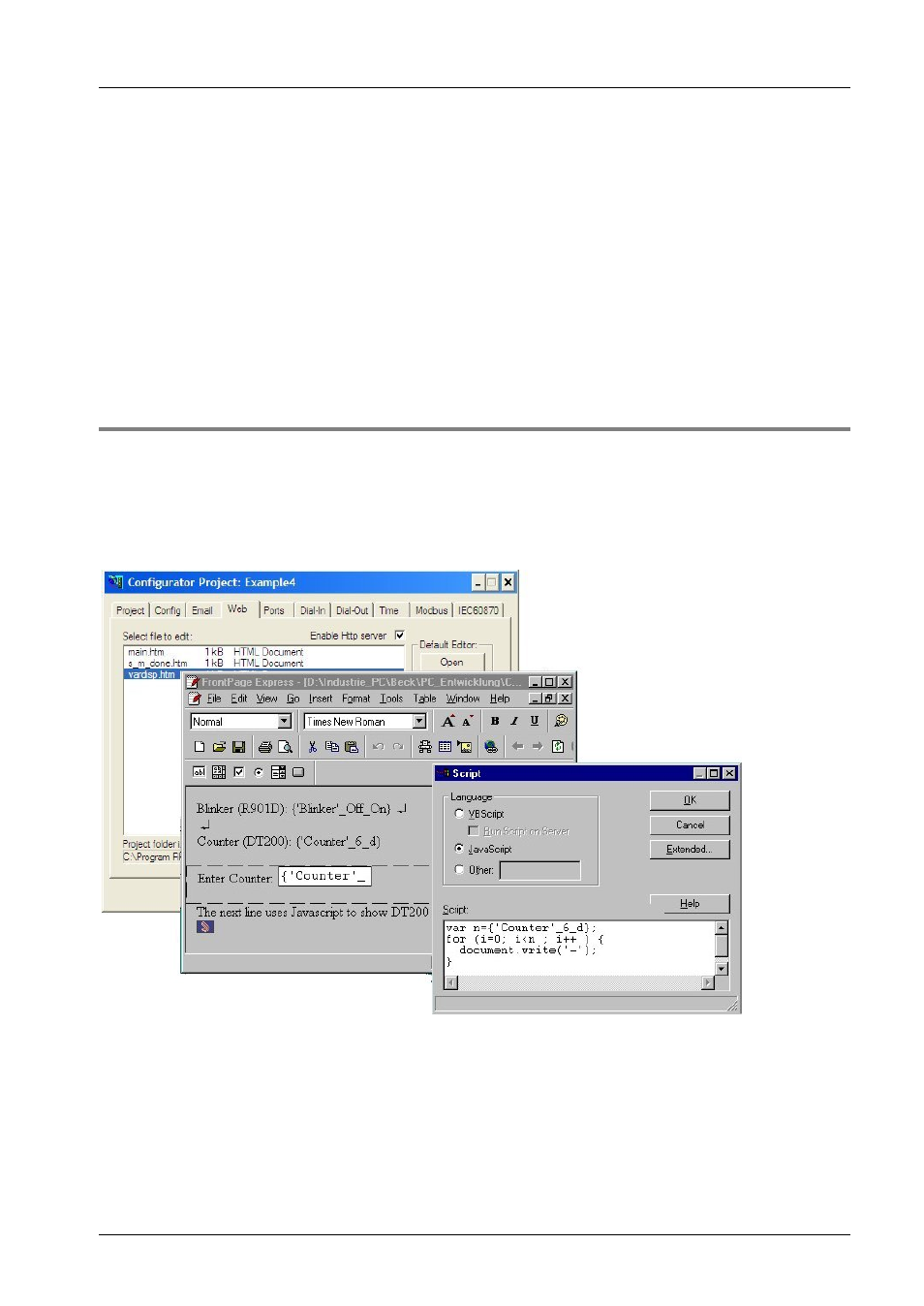 Example on java script automations, 15 example on java script automations | Panasonic Web-Server FP User Manual | Page 106 / 194