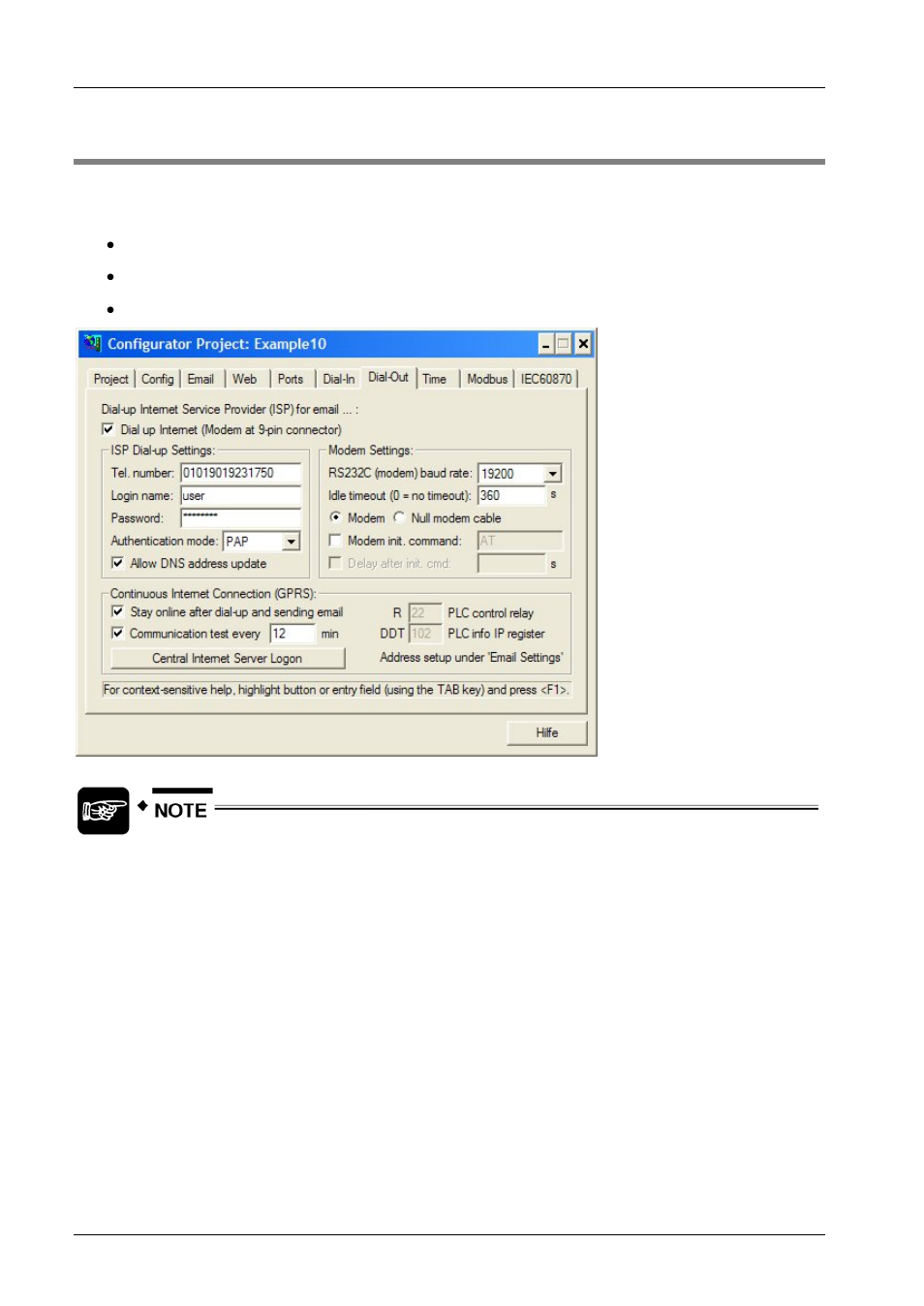 Internet dial-out settings, 2 internet dial-out settings | Panasonic Web-Server FP User Manual | Page 149 / 194