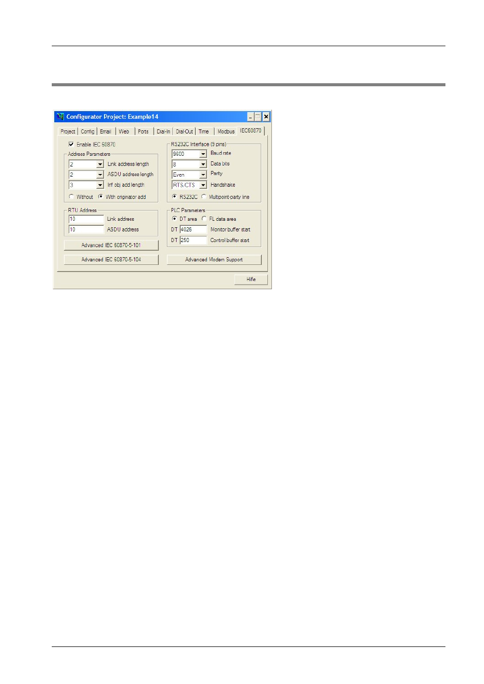 Parameters for iec 60870 | Panasonic Web-Server FP User Manual | Page 166 / 194