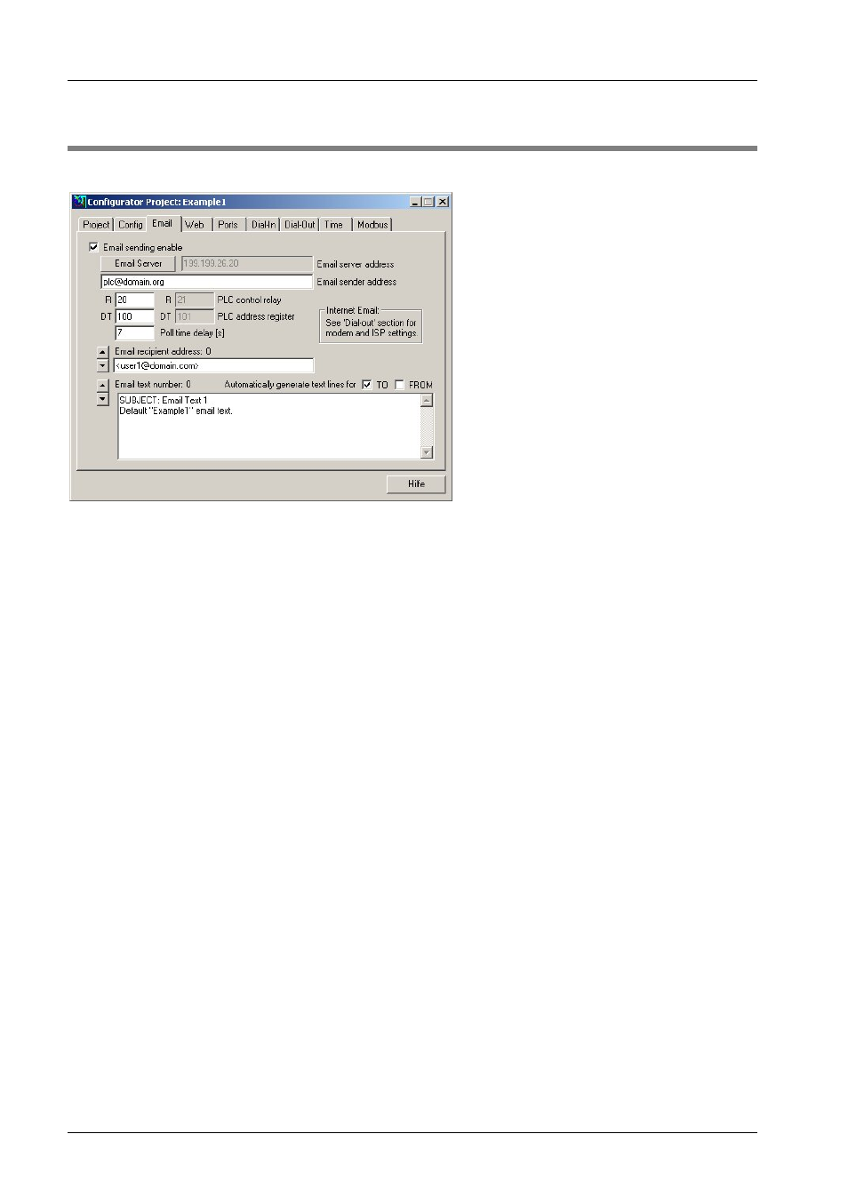Email configurator input fields, 2 email configurator input fields | Panasonic Web-Server FP User Manual | Page 79 / 194