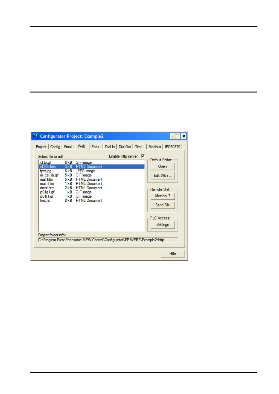 6 editing html pages | Panasonic Web-Server FP User Manual | Page 86 / 194