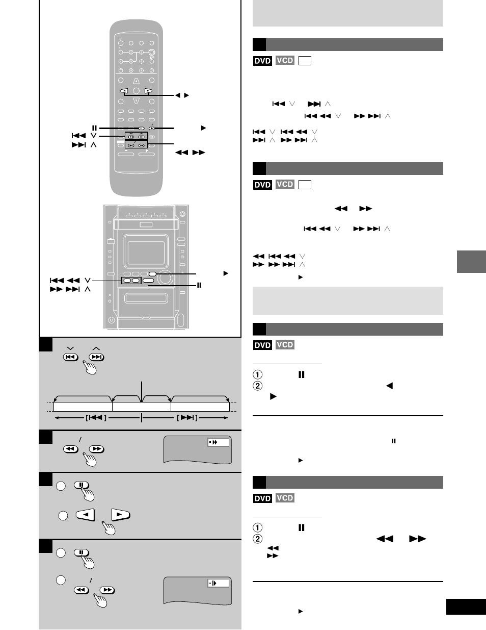 Skip, Search, Frame-by-frame viewing | Slow-motion play, Ab c d, Disc operations, Discs | Panasonic SC-DK20 User Manual | Page 17 / 64
