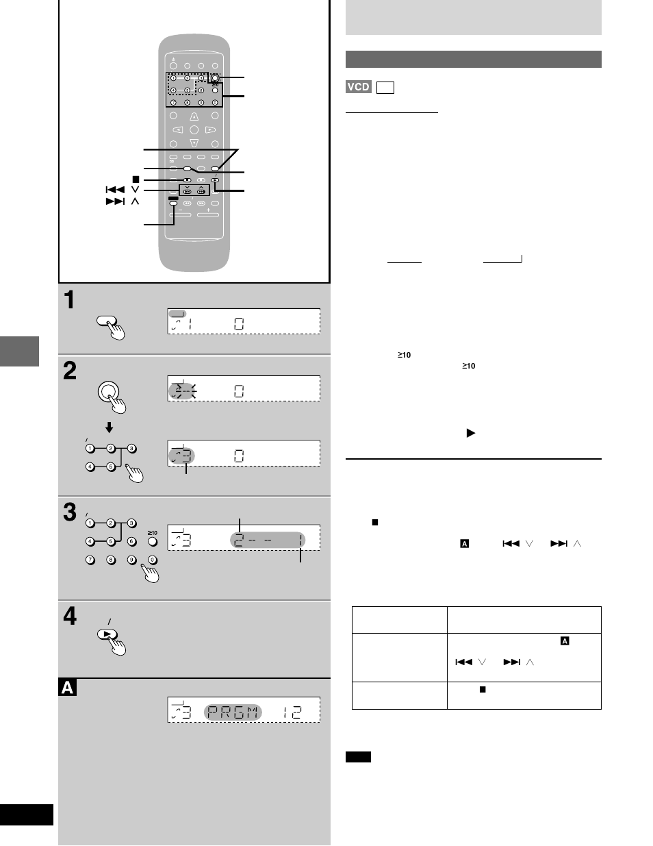 Program play, Press [play mode] to select “prgm, Press [disc] and | 1]–[5] to select the disc, Select the track with the numbered buttons, Press [dvd/cd, Disc operations, Other methods of disc play, While stopped, Shift g , 3 f , 4 l clear selector | Panasonic SC-DK20 User Manual | Page 22 / 64