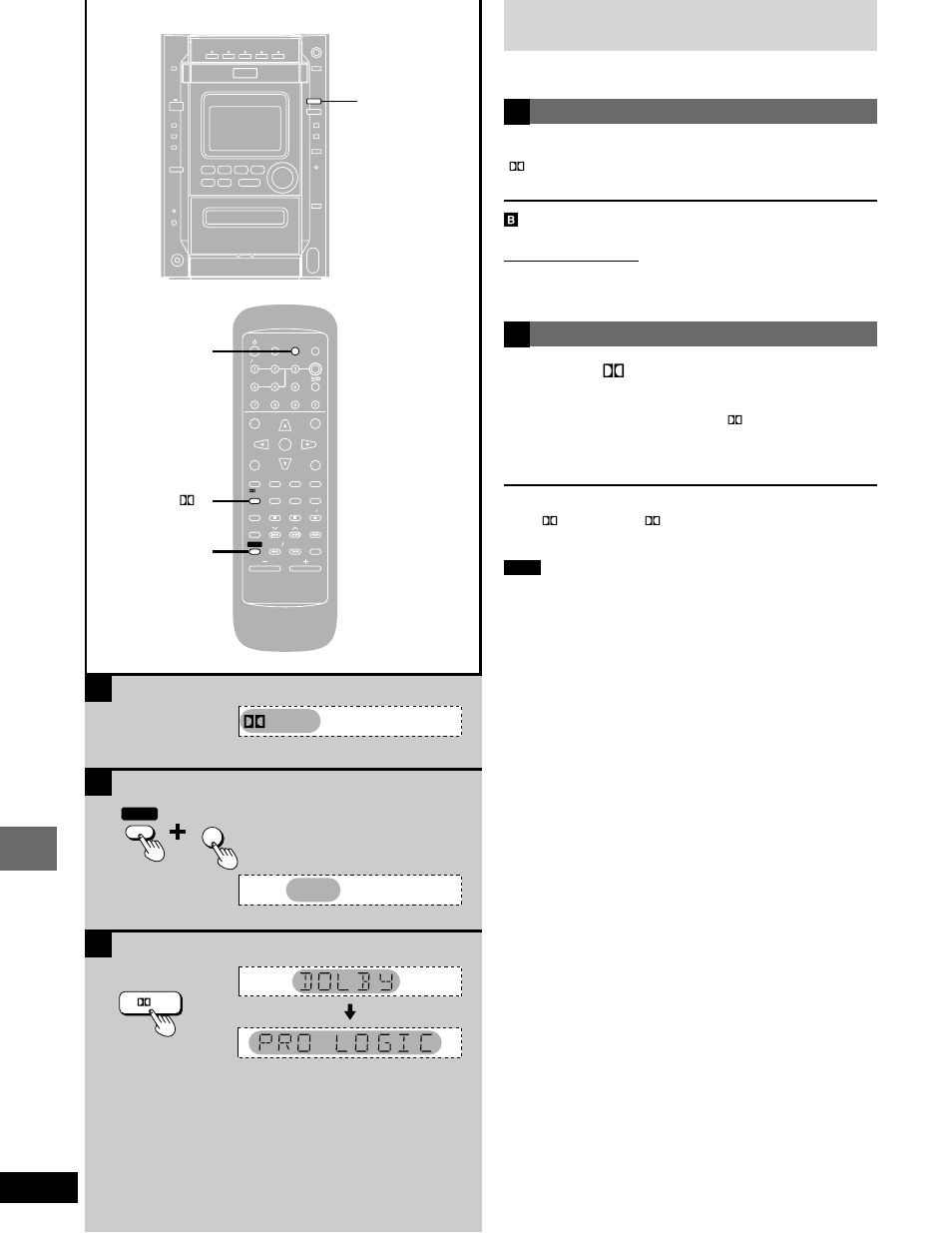 Cb a, Dolby digital play a dolby digital source, Dolby pro logic | Press [ p pl, Playback a dolby surround source, Sound quality/sound field operations, Enjoying surround sound, Shift p pl mix 2ch, See page 35 for speaker level adjustments, Shift | Panasonic SC-DK20 User Manual | Page 34 / 64