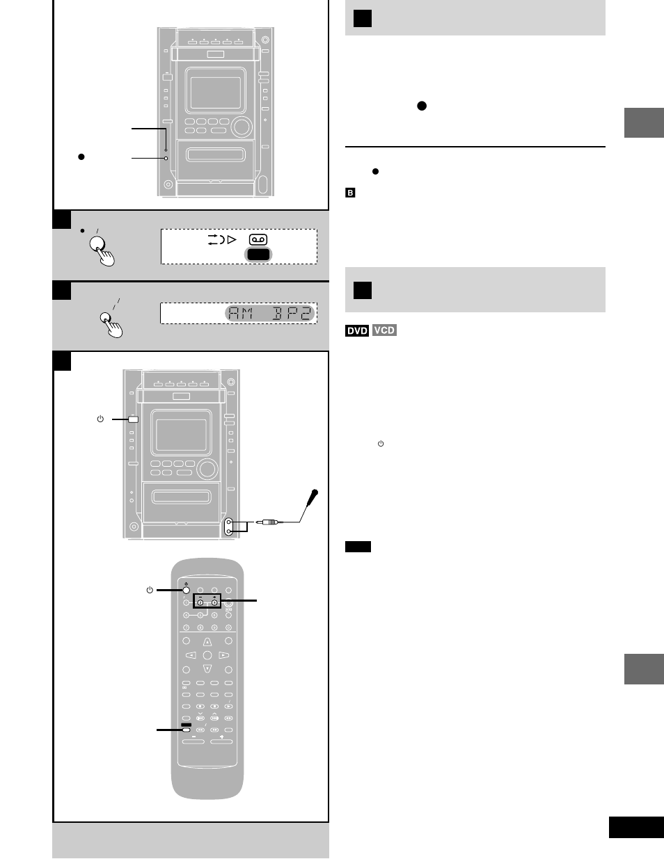 Recording the radio, Karaoke operations, Enjoying karaoke | Tune to the required station, Press [ [ rec/stop] to start record- ing, Tuned stereo, 10hbi, Recording operations karaoke operations, Arec/stop rev mode/ fm mode/bp, Shift f – mic | Panasonic SC-DK20 User Manual | Page 39 / 64