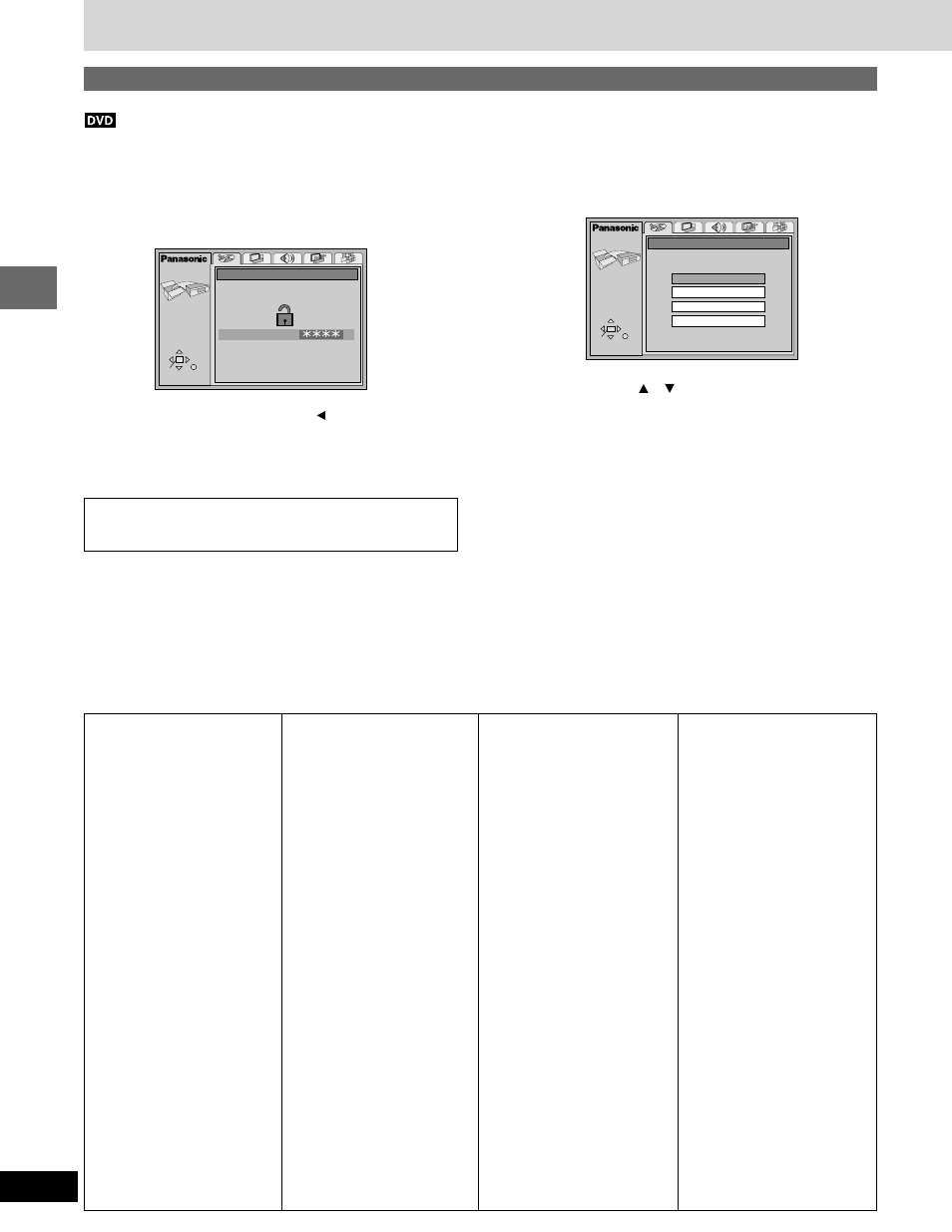 Entering a password, Timer and others, Changing settings | When setting ratings, When changing ratings, Language code list | Panasonic SC-DK20 User Manual | Page 54 / 64