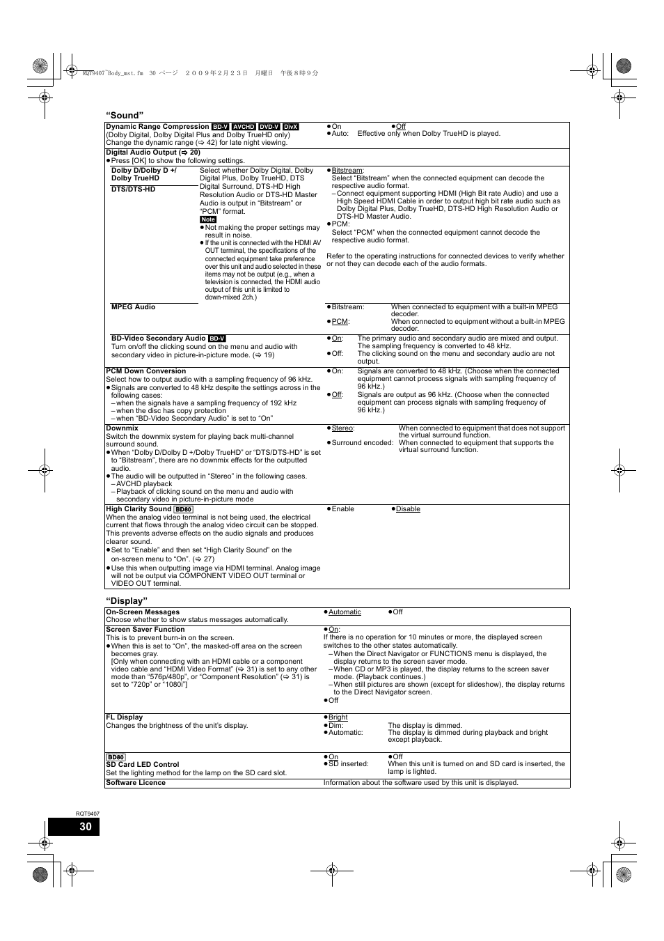 Panasonic DMP-BD80GN User Manual | Page 30 / 44