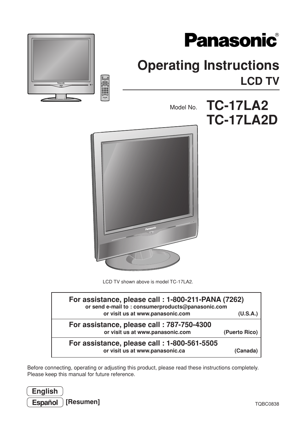 Panasonic TC-17LA2D User Manual | 32 pages