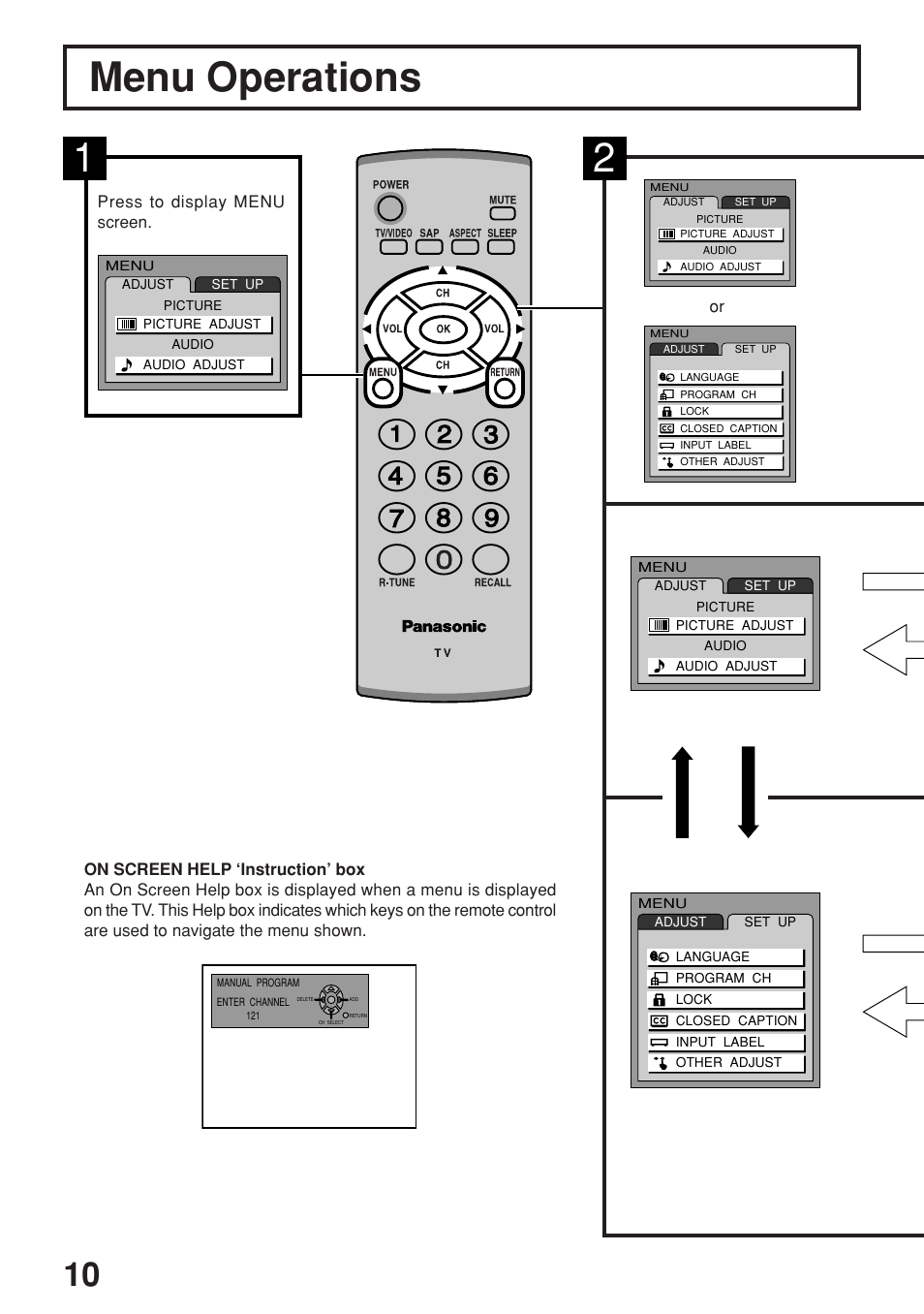 Menu operations | Panasonic TC-17LA2D User Manual | Page 10 / 32