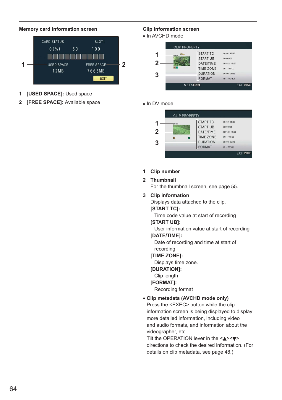 Panasonic AG-AC160AEN User Manual | Page 64 / 110