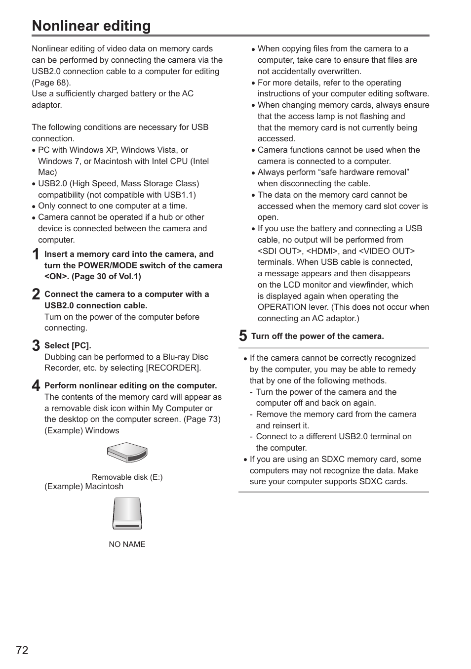 Nonlinear editing | Panasonic AG-AC160AEN User Manual | Page 72 / 110