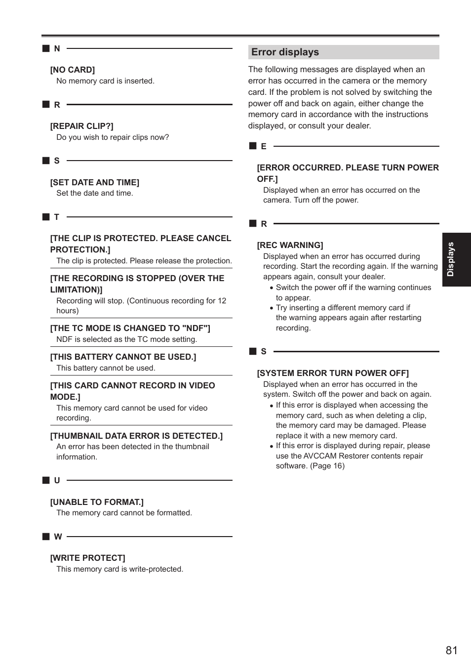 Panasonic AG-AC160AEN User Manual | Page 81 / 110