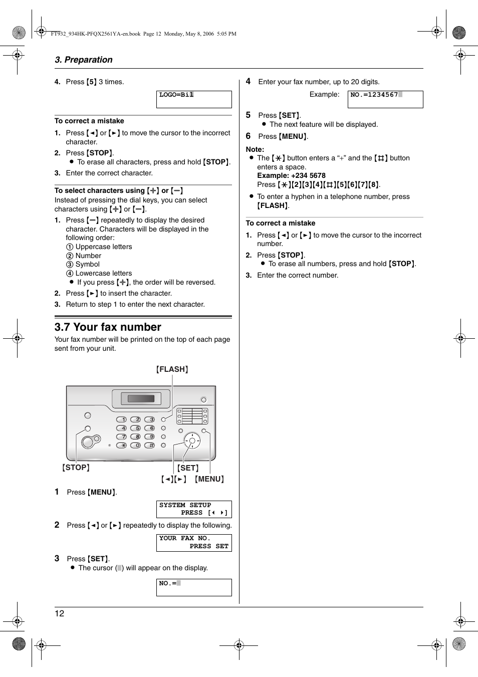 7 your fax number, Your fax number, 7 your fax number | Panasonic KX-FT934HK User Manual | Page 12 / 44