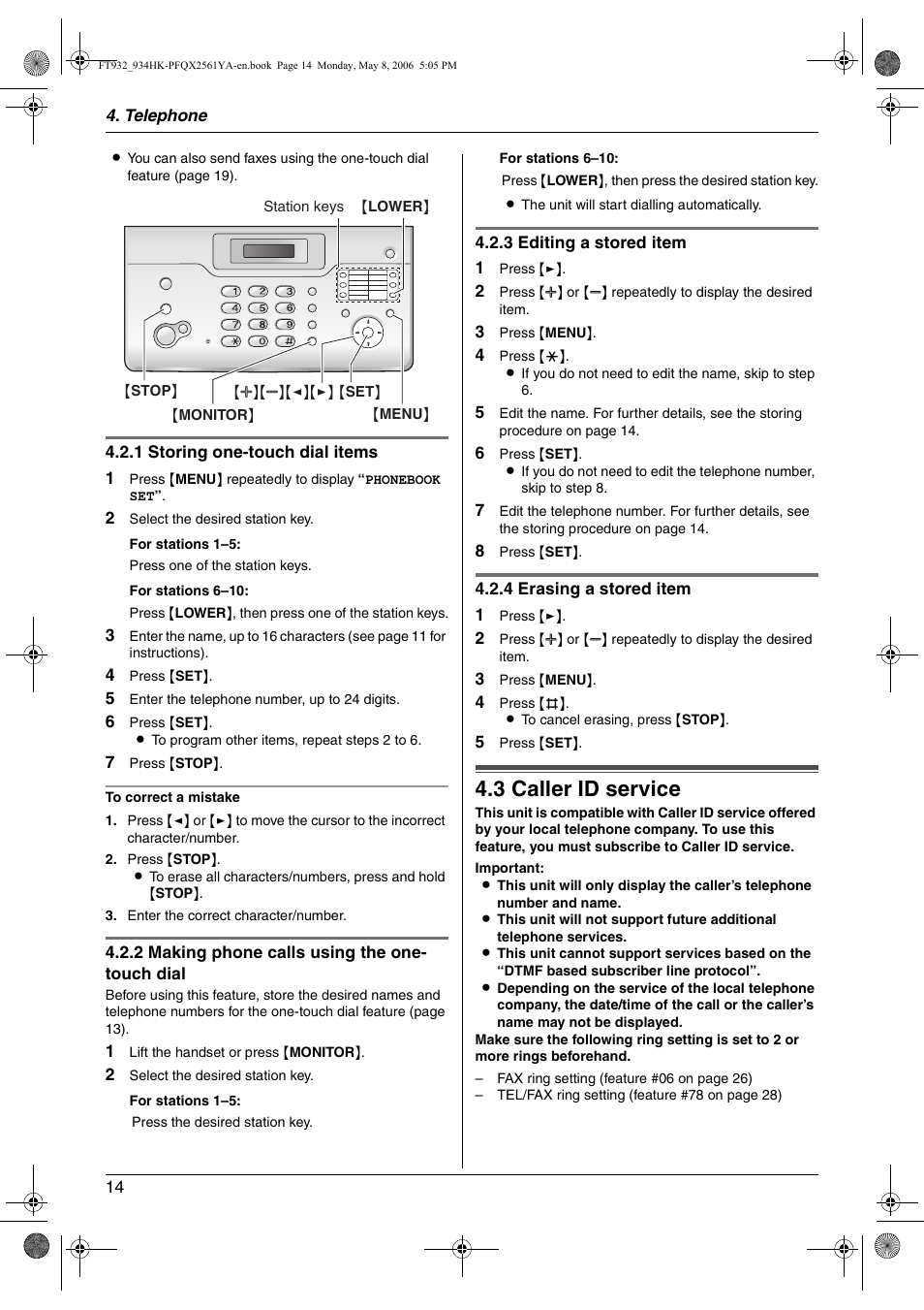 Caller id, 3 caller id service, Caller id service | 3 caller id service | Panasonic KX-FT934HK User Manual | Page 14 / 44