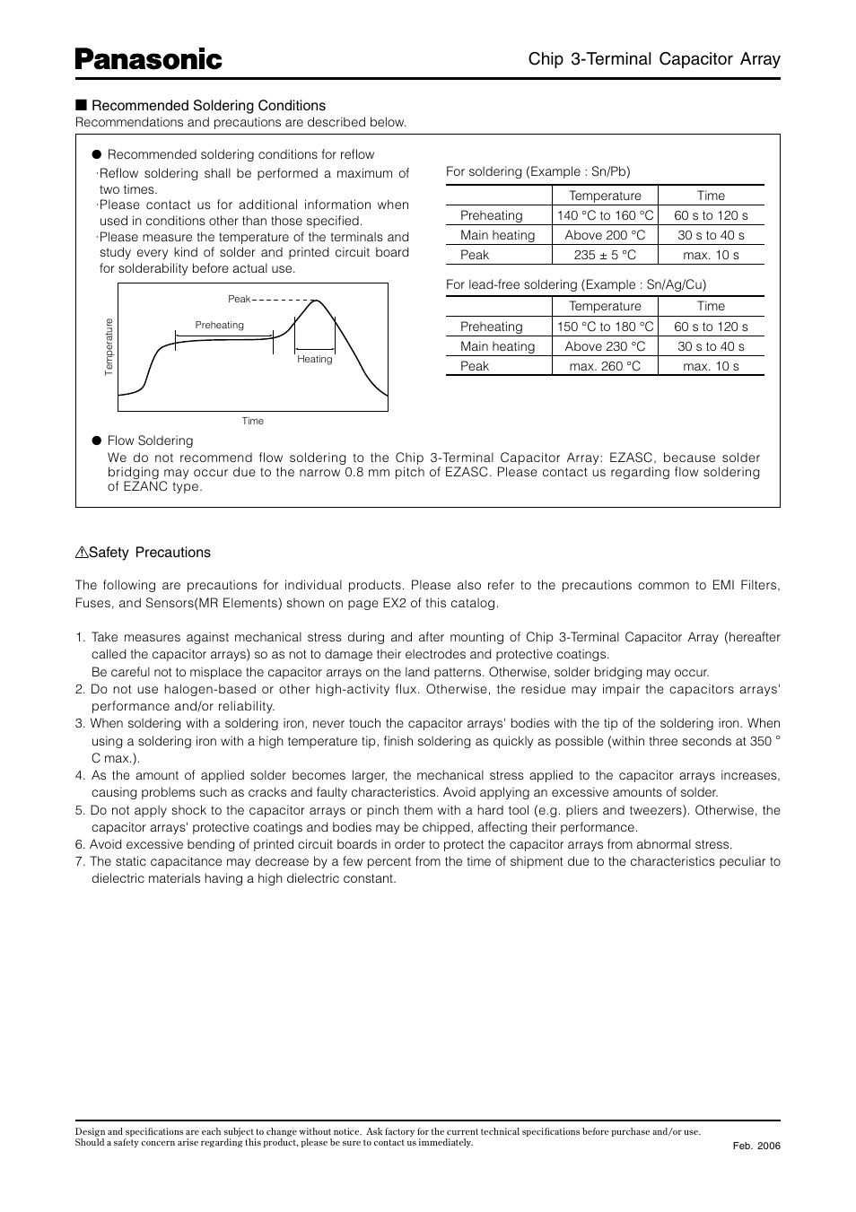 Chip 3-terminal capacitor array | Panasonic EZASC User Manual | Page 5 / 6