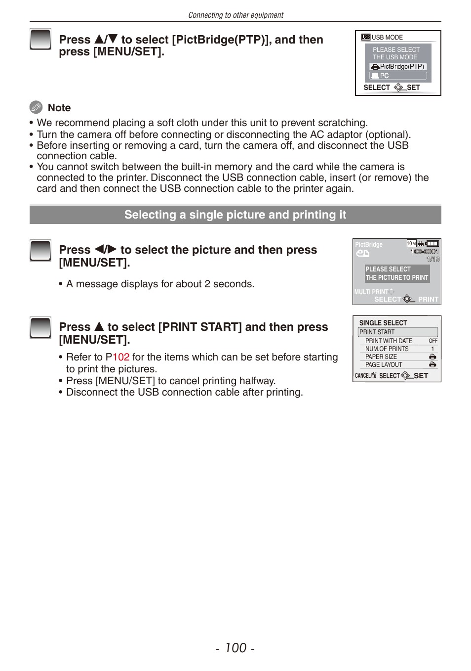 Selecting a single picture and printing it | Panasonic DMC-F2 User Manual | Page 100 / 130