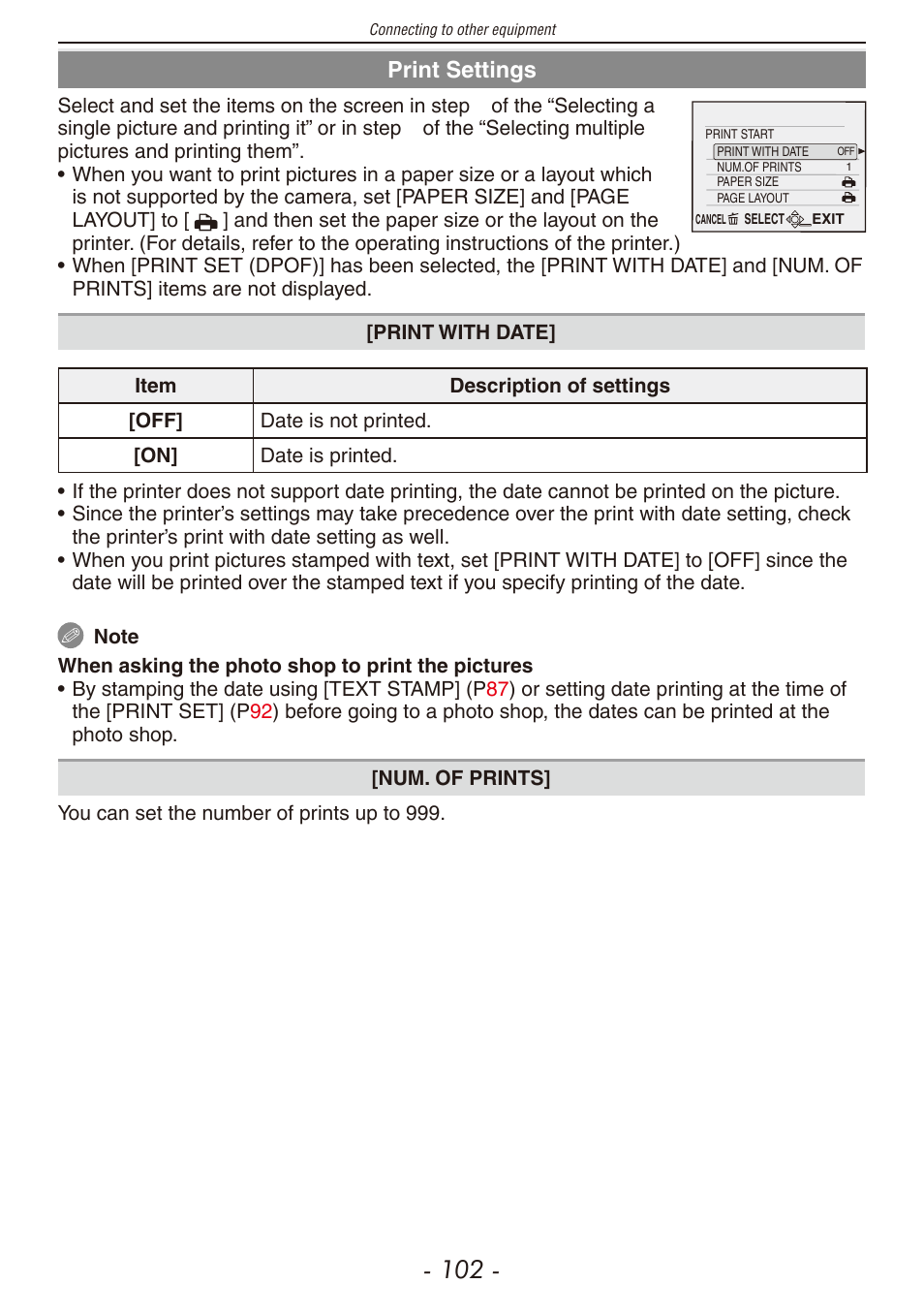 Print settings | Panasonic DMC-F2 User Manual | Page 102 / 130