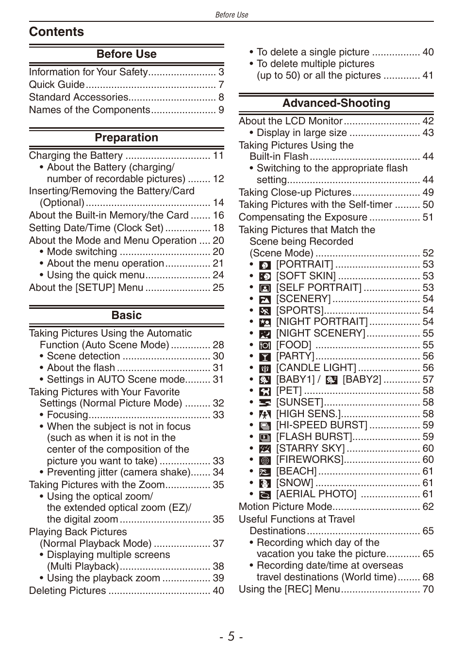 Panasonic DMC-F2 User Manual | Page 5 / 130