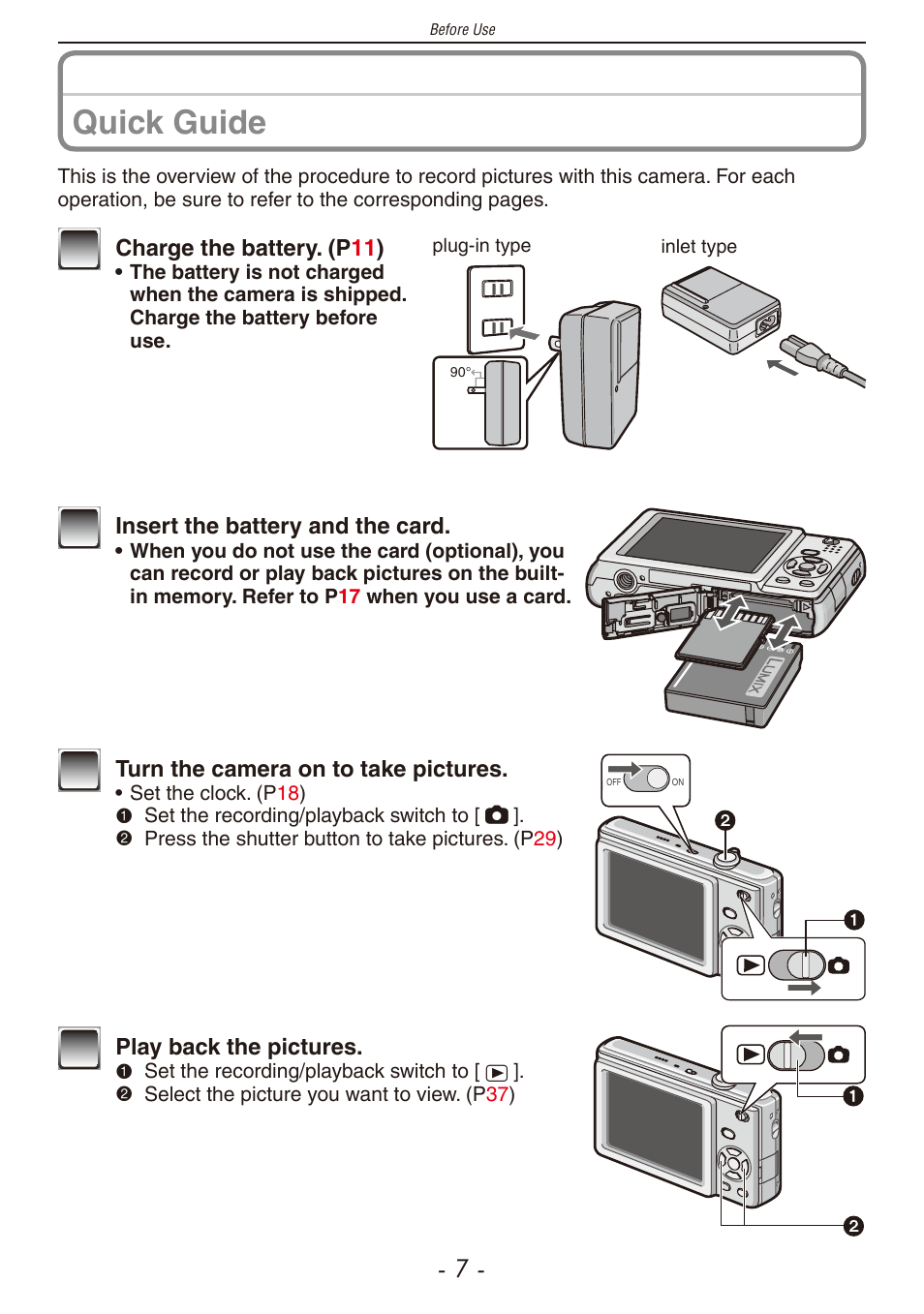 Quick guide | Panasonic DMC-F2 User Manual | Page 7 / 130