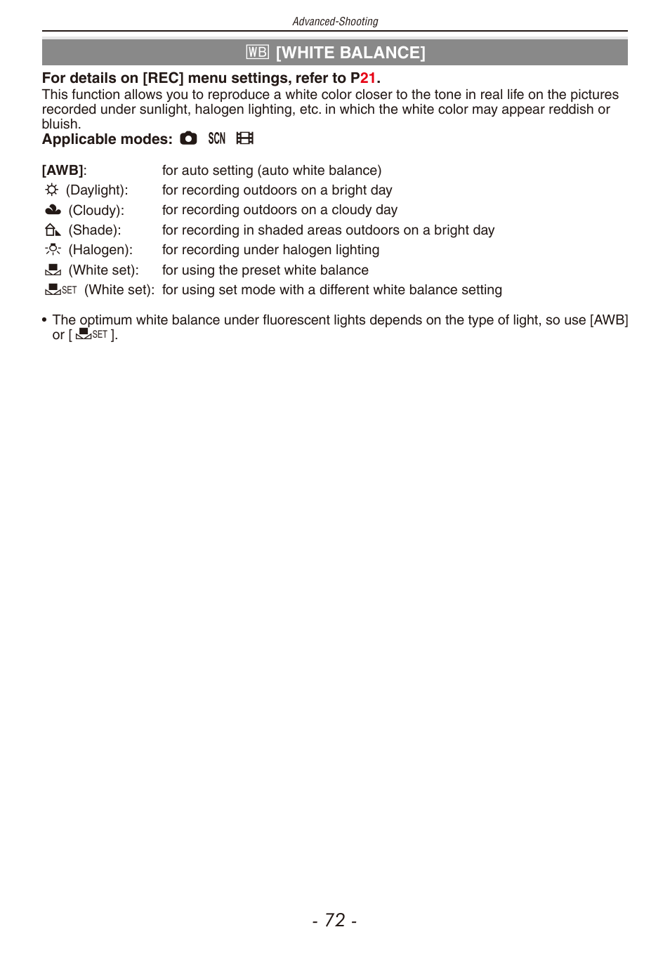 White balance] (p | Panasonic DMC-F2 User Manual | Page 72 / 130