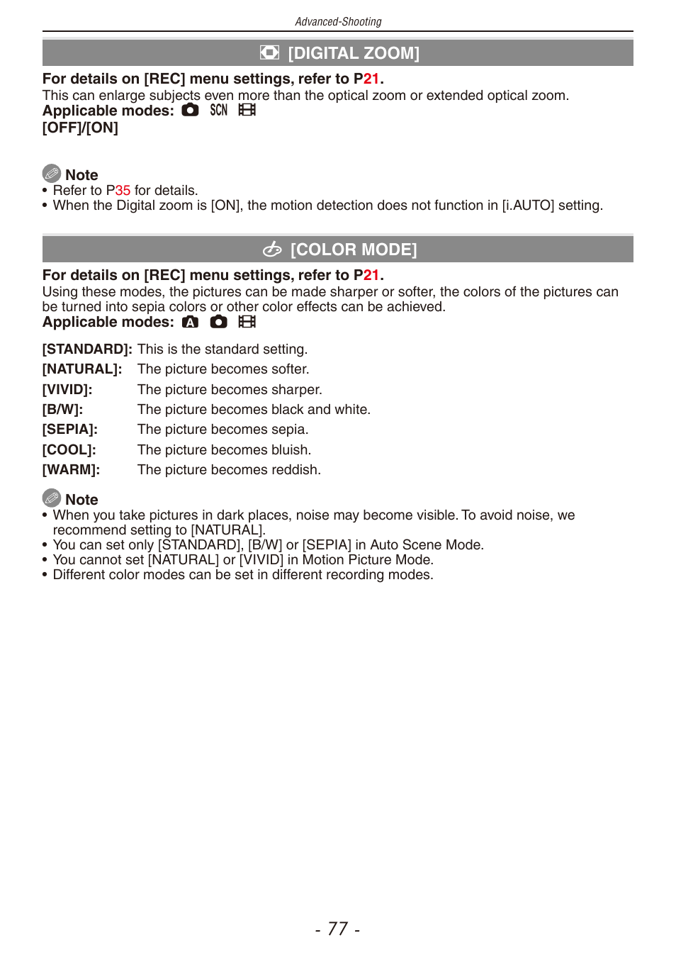 Al zoom] (p | Panasonic DMC-F2 User Manual | Page 77 / 130