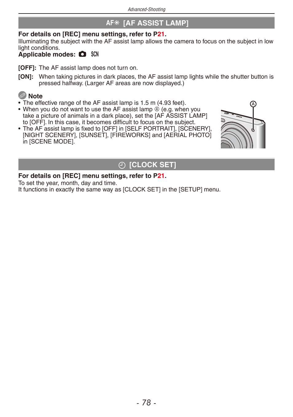 Af assist lamp (p, Af assist lamp] (p | Panasonic DMC-F2 User Manual | Page 78 / 130