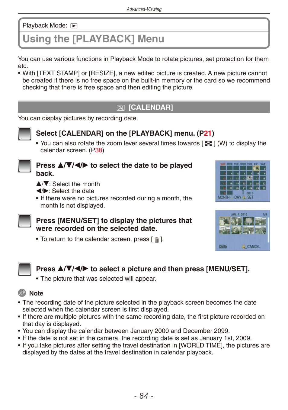 P84 to 95, Using the [playback] menu | Panasonic DMC-F2 User Manual | Page 84 / 130