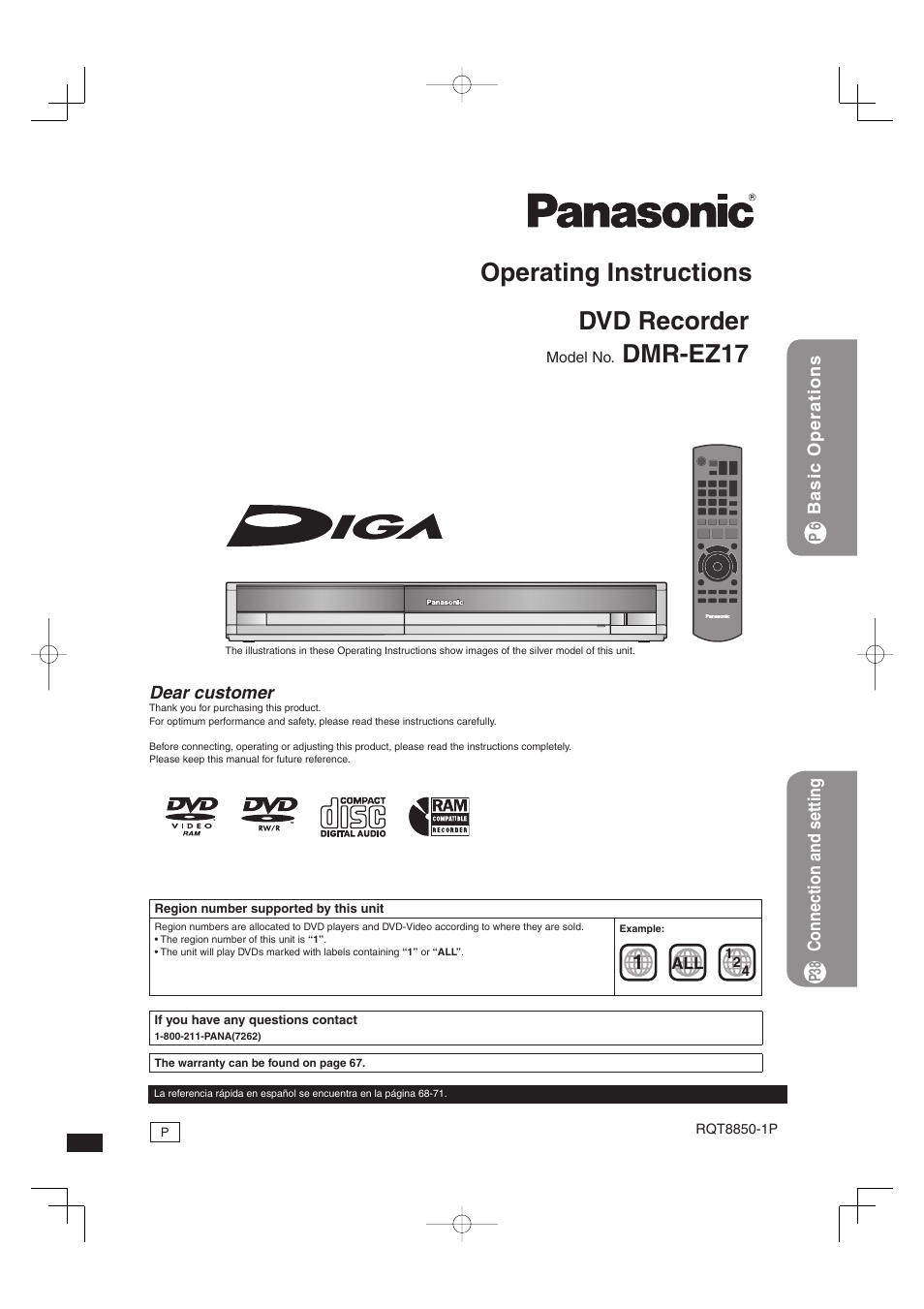 Panasonic DMR-EZ17 User Manual | 72 pages