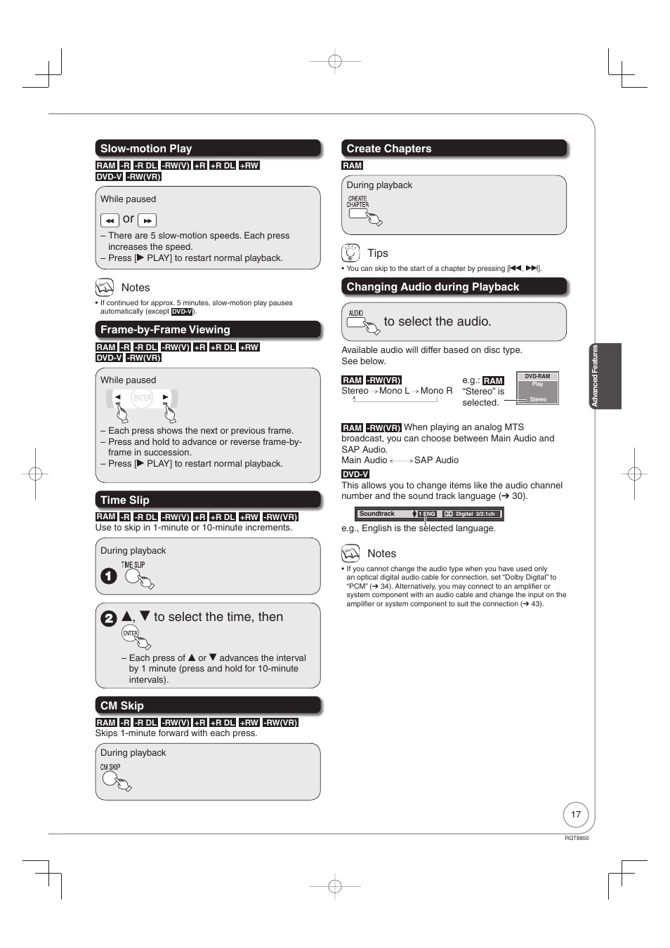 E, r to select the time, then | Panasonic DMR-EZ17 User Manual | Page 17 / 72