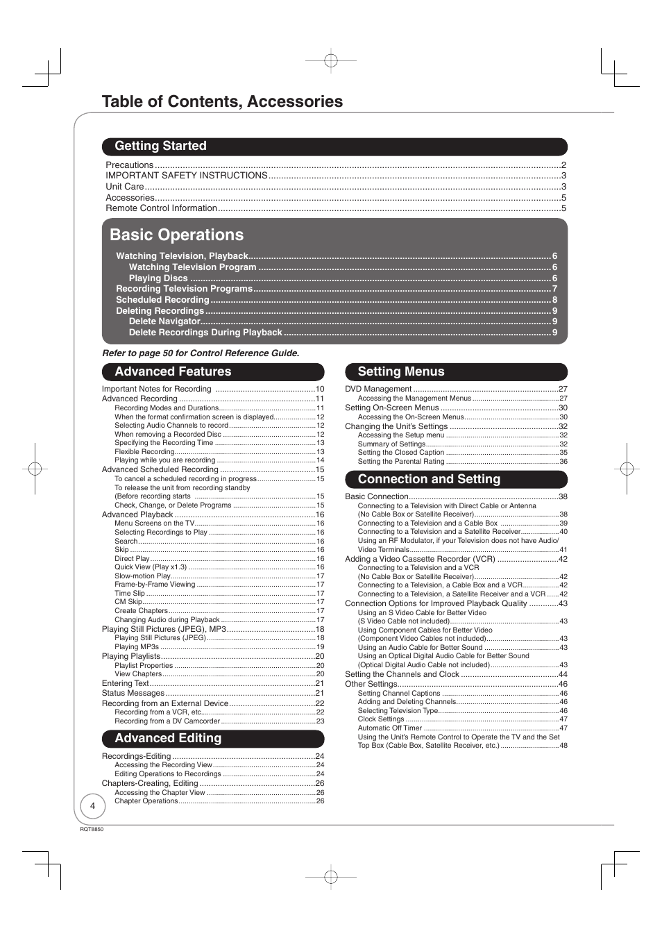 Panasonic DMR-EZ17 User Manual | Page 4 / 72