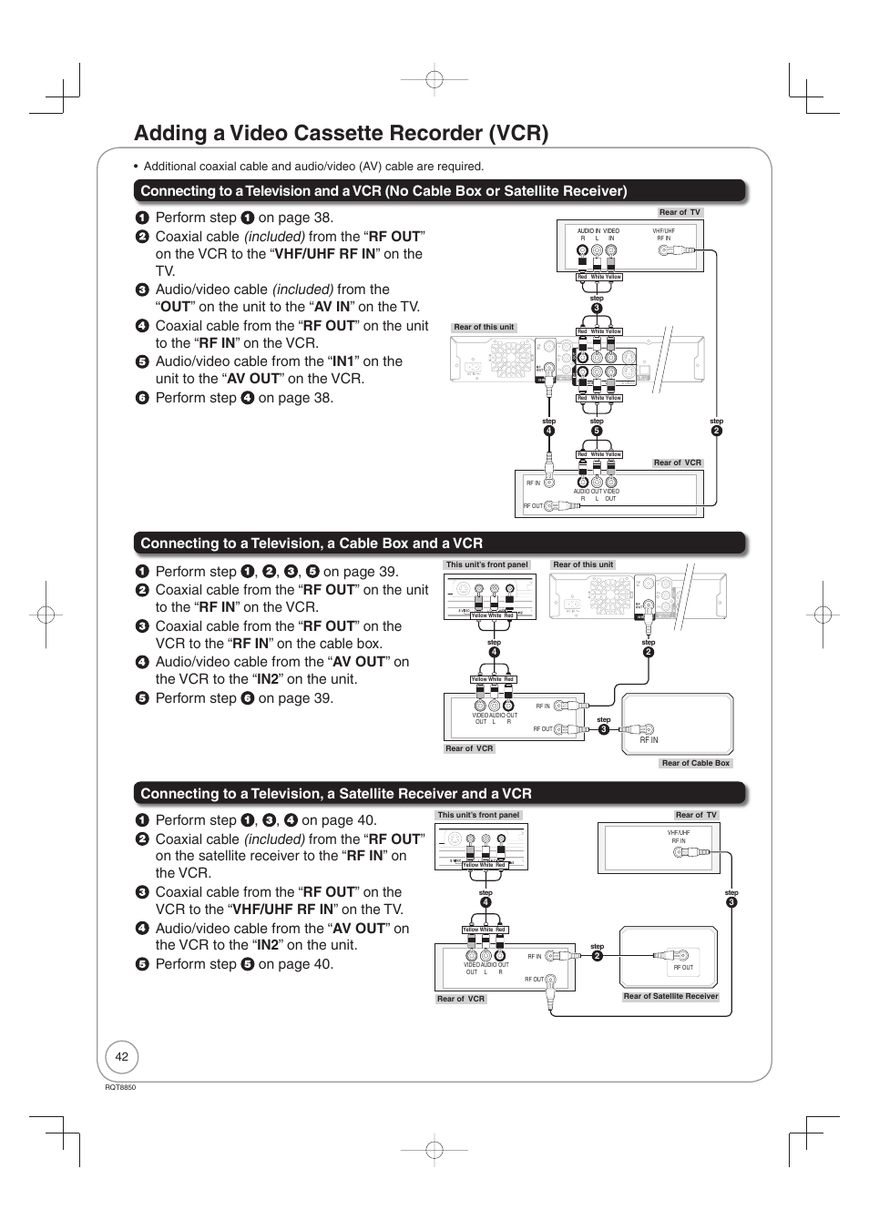 Adding a video cassete recorder (vcr), Adding a video cassette recorder (vcr) | Panasonic DMR-EZ17 User Manual | Page 42 / 72