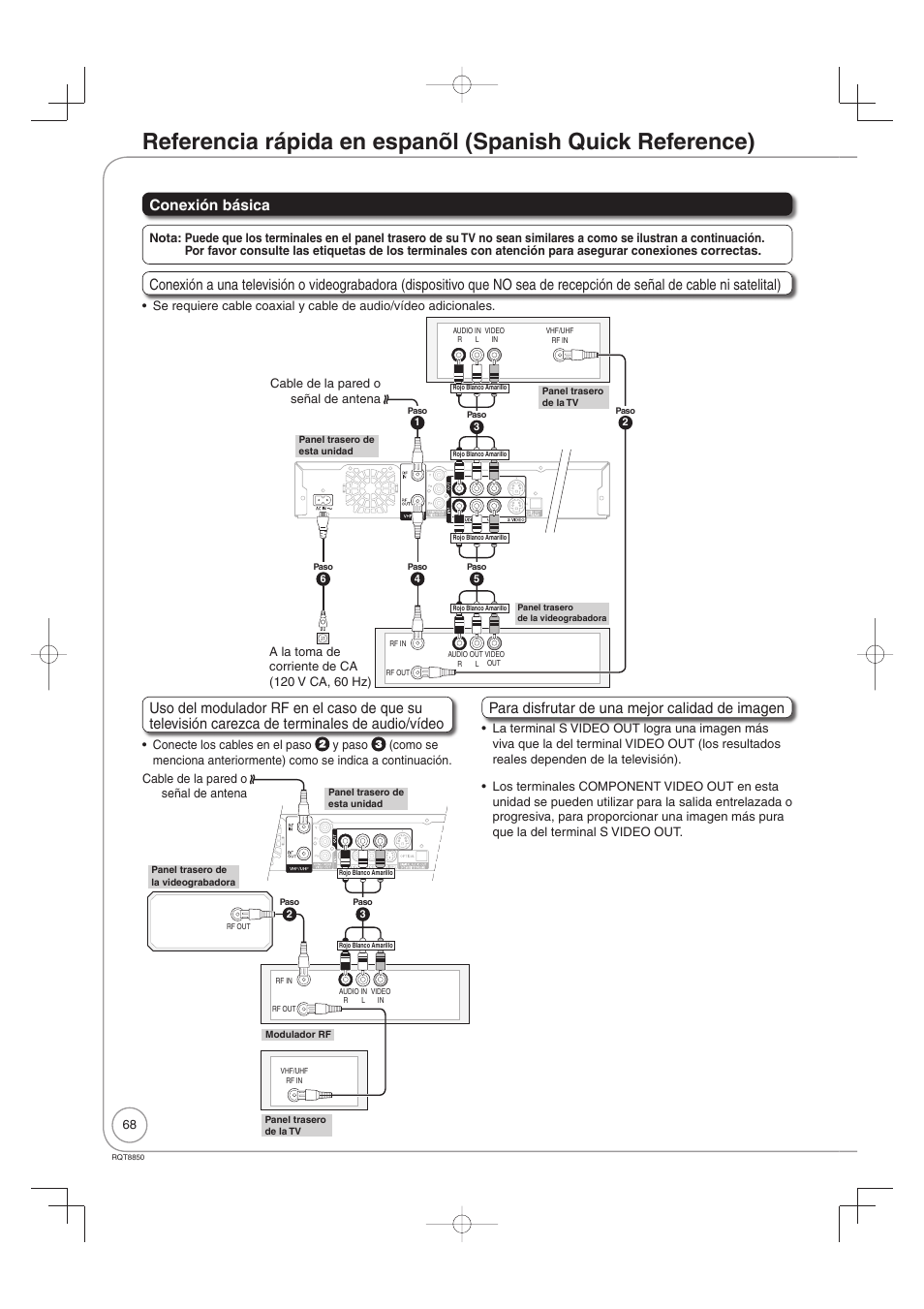 Conexión básica, Para disfrutar de una mejor calidad de imagen | Panasonic DMR-EZ17 User Manual | Page 68 / 72