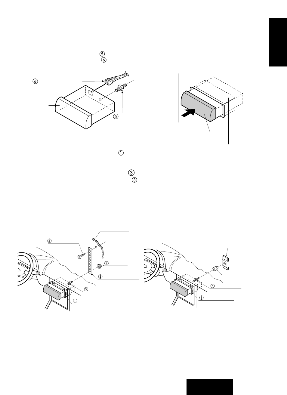 Secure the rear of the unit, Using the rear support strap ቤ, Using the rubber cushion (option) | Panasonic CQ-R221U User Manual | Page 25 / 76