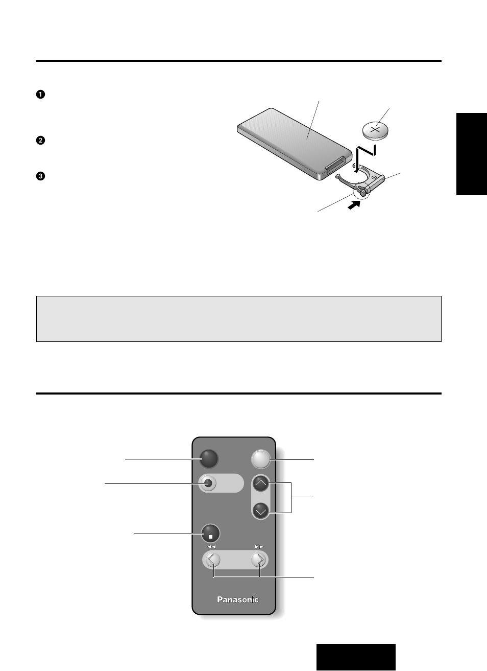 Préparatifs pour la télécommande, Nom des principales commandes, Remarque sur les piles | Mise en place de la pile | Panasonic CQ-R221U User Manual | Page 41 / 76