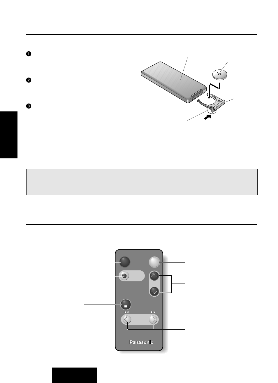 Preparativos del controlador remoto, Nomenclatura de los controles principales, Nota sobre las pilas | Instalación de la pila | Panasonic CQ-R221U User Manual | Page 62 / 76
