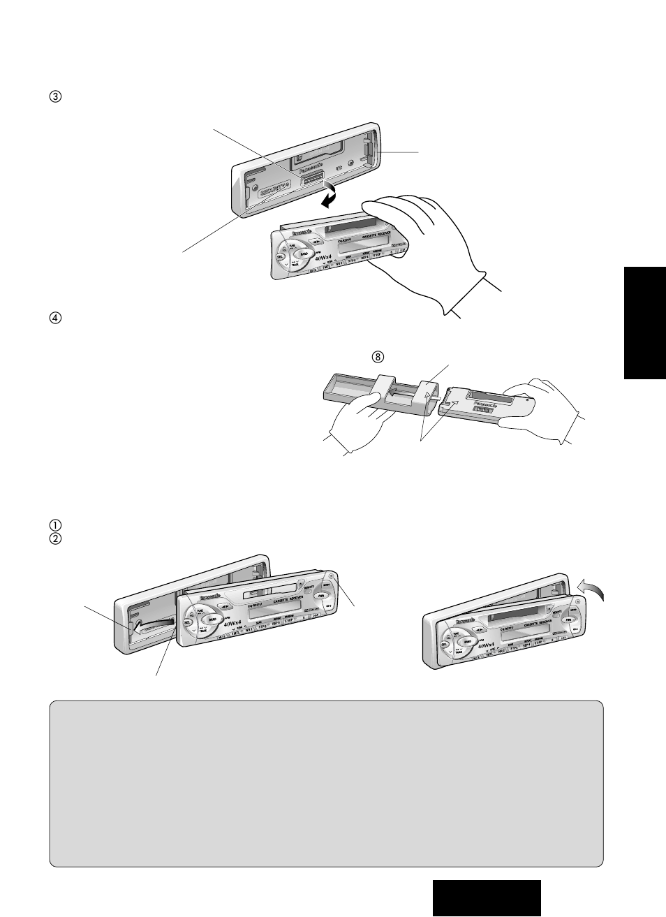 Cómo instalar la placa frontal removible, Fig. 7, Fig. 6 | Fig. 8 fig. 9 | Panasonic CQ-R221U User Manual | Page 69 / 76