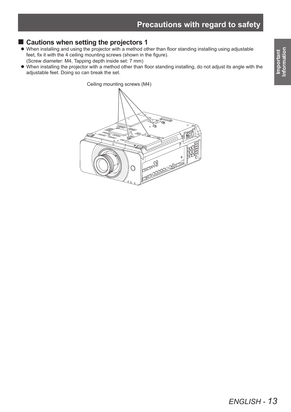 Precautions with regard to safety, English | Panasonic TQBJ0349 User Manual | Page 13 / 95
