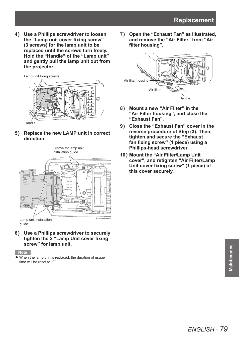 Replacement, English | Panasonic TQBJ0349 User Manual | Page 79 / 95