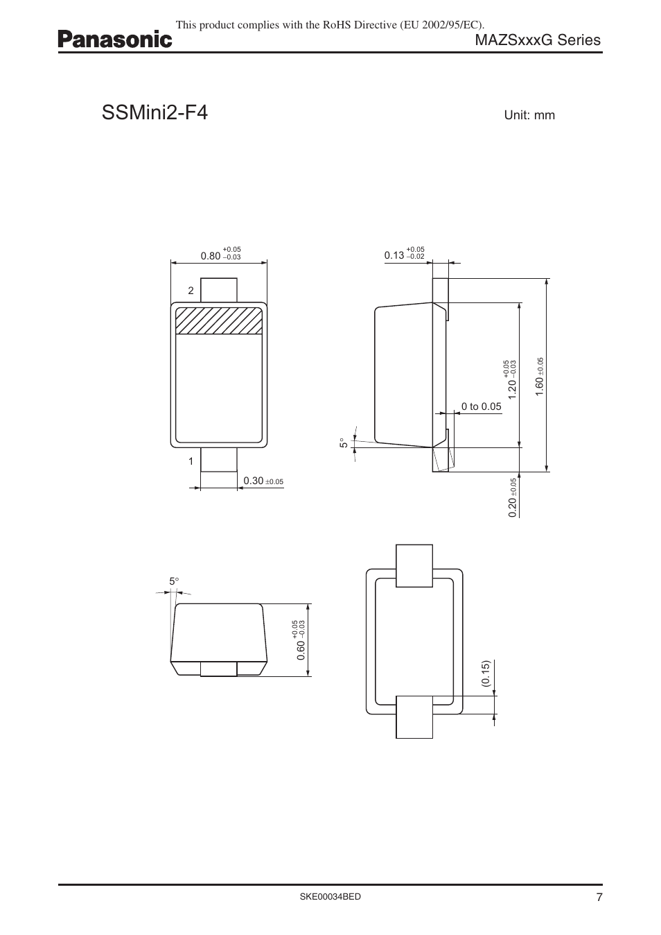 Ssmini2-f4, Mazsxxxg series, Unit: mm | Panasonic Zener Diodes MAZSxxxG Series User Manual | Page 7 / 8
